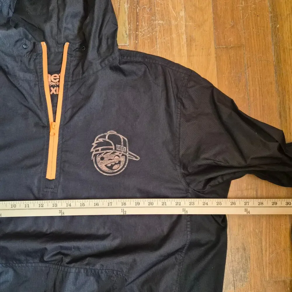 Neff Skate XL 3/4 quarter zip logo windbreaker black and orange Extra Large